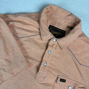 Howler Brothers Snap Polo Shirt Large Orange Heather Western Stitch Cotton HB